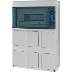 Inst.kast opb. IP65 1x12TE deur transp. RAL7035 LID VVE=4