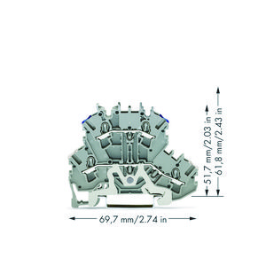 2-etageklem Afscherm-/rijgklem 2,5mm² 2002-2218 VVE=50