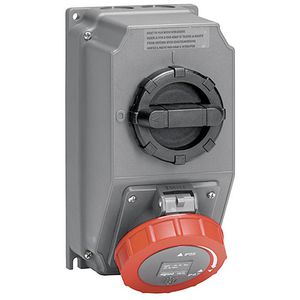 Wandcontactsdoos gesch. 440V 32A 4-polig IP67 Hypra