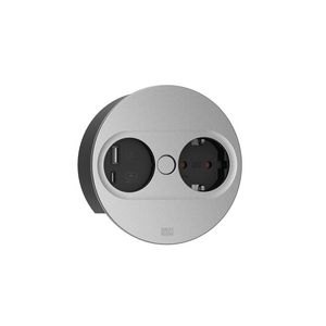 TWIST 2 1x 230V RA 1x USB A/C chrgr 0,2m GST o.g. rond zilve