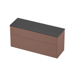 Deck Set Top afdekplaat hardsteen en onderkast tbv grepen 2 laden a-symmetrisch in kader 1400x460x670mm Blue stone/Beauty blush