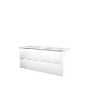Set Proline polystone Elegant dubb. wastafel mat wit zonder kraangat onderkast symmetrisch mat wit 120x46cm