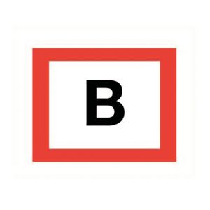 BORD "B" ZWART MET RODE RAND 200x150 MARKERING DROGE STIJGL