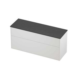 Deck Set Top afdekplaat hardsteen en onderkast tbv grepen 2 laden a-symmetrisch in kader 1400x460x670mm Blue stone/matt white