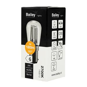 LED-lamp P26 FIL Ba15d 24V AC/DC 2W 180lm (18W) 827 helder