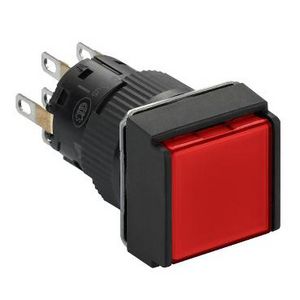 Drukknop Vierkant Verlicht Verzonken 16mm 24V 2OC Rood VVE=5