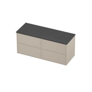 Deck Set Top afdekplaat hardsteen en onderkast tbv grepen 4 laden symmetrisch in kader 1200x460x540mm Blue stone/Soft linen