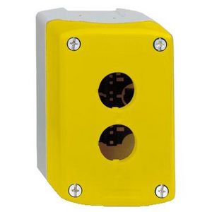 Lege drukknopkast 2 gaten Geel / grijs Harmony XAL-K