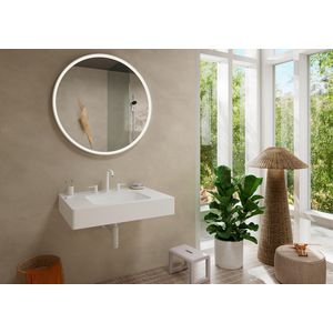 Tecturis S 3-gats wastafelkraan 150 met afvoerplug mat wit