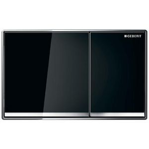 Bedieningsplaat 2-toets Omega60 SQUARE toetsen: zwart glas strook: chroom
