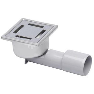 Vloerput Compact sleuf RVS304 97x97mm onderaansluiting  40mm zijaansluiting  40/50mm hoogte niet verstelbaar