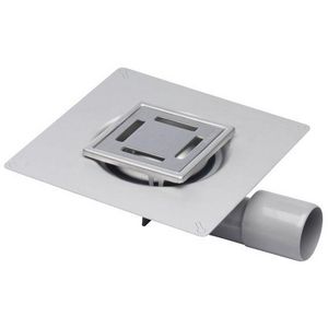 Vloerput Compact sleuf RVS304 97x97mm onderaansluiting 40mm zijaansluiting 40/50mm flens hoogte niet verstelbaar