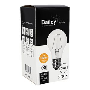 LED-lamp A60 FIL E27 12V-42V AC/DC 2W 180lm 18W 827 helder