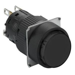 Drukknop Verzonken Terugvering 16mm 1NO + 1NC Zwart