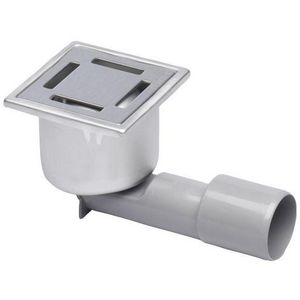 Vloerput Compact sleuf RVS304 97x97mm onderaansluiting 40mm zijaansluiting 40/50mm waterslot  50mm hoogte niet verstelbaar