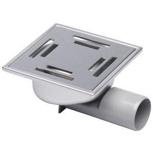Vloerput Compact sleuf RVS304 147x147mm onderaansluiting /zijaansluiting  50mm hoogte niet verstelbaar