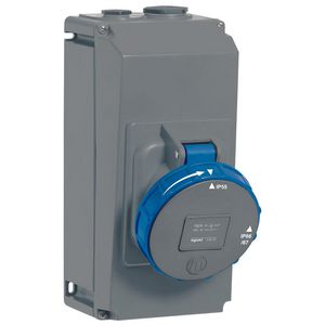 Opbouw wandcontactdoos 230V 63A 4-polig IP67 Hypra