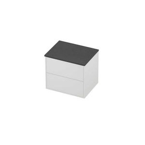 Deck Set Top afdekplaat hardsteen en onderkast tbv grepen 2 laden symmetrisch in kader 600x460x540mm Blue stone/matt white
