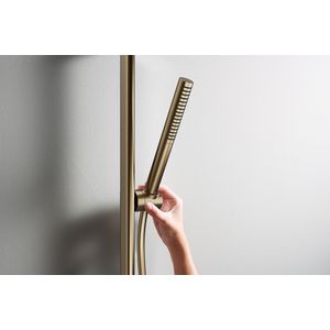 Unica glijstang S Puro 65cm met easy slide handdouchehouder en Isiflex doucheslang 1600mm Brushed Bronze