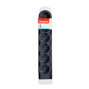 Contactdoos standaard 6x2P + A z.snoer zwart VVE=10