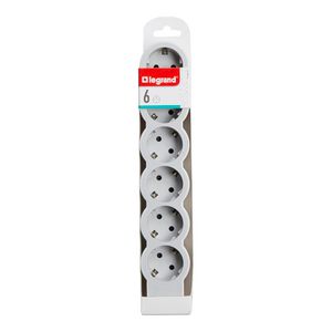 Contactdoos standaard 6x2P + A z.snoer wit-grijs VVE=10