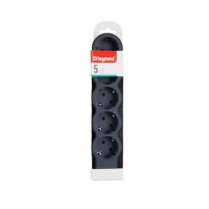 Contactdoos standaard 5x2P + A z.snoer zwart VVE=10