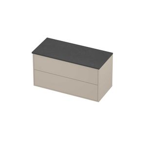 Deck Set Top afdekplaat hardsteen en onderkast tbv grepen 2 laden symmetrisch in kader 1000x460x540mm Blue stone/Soft linen