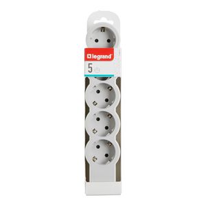 Contactdoos standaard 5x2P + A z.snoer wit-grijs VVE=10