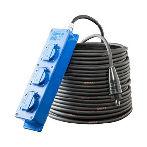 Verlengkabel 10mtr. H07RN-F 3G1,5 randaarde 3-voudig