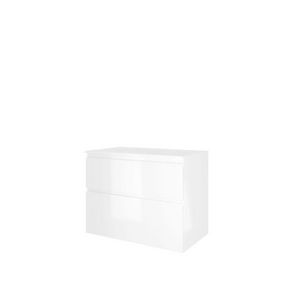 Set Proline polystone Elegant wastafel glans wit zonder kraangat onderkast asymmetrisch glans wit 80x46cm