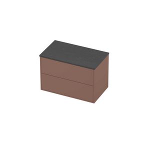 Deck Set Top afdekplaat hardsteen en onderkast tbv grepen 2 laden symmetrisch in kader 800x460x540mm Blue stone/Beauty blush