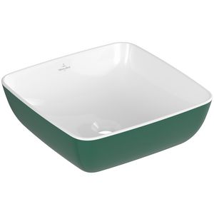Opzetwaskom vierkant ARTIS 410x410mm kleur buitenzijde Forest (groen) binnenzijde wit zonder overloop