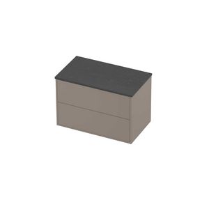Deck Set Top afdekplaat hardsteen en onderkast tbv grepen 2 laden symmetrisch in kader 800x460x540mm Blue stone/Clay beige