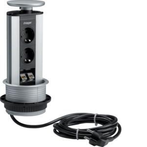 Contactdozen Pop-up 2 + data RJ45 cat.6 2-voudig P/P