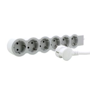 Contactdoos standaard 6x2P + A 5m. wit-grijs VVE=10