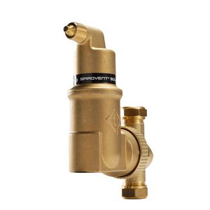 Luchtafscheider messing Spirovent Solar 22mm knel universeel AutoClose hoge temp. 180°C. VVE=8