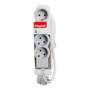 Contactdoos standaard 4x2P + A 5m. wit-grijs VVE=10