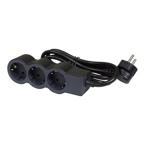 Contactdoos standaard 3x2P + A 5m. zwart VVE=10