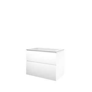 Set Proline polystone Elegant wastafel mat wit met 1 kraangat onderkast asymmetrisch mat wit 80x46cm