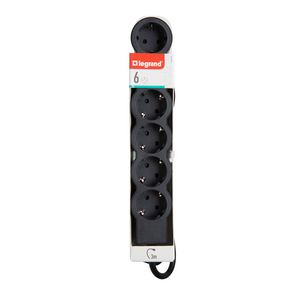 Contactdoos standaard 6x2P + A 3m. zwart VVE=10