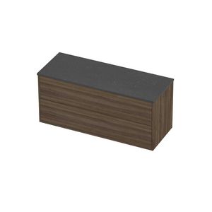 Deck Set Top afdekplaat hardsteen en onderkast tbv grepen 2 laden symmetrisch in kader 1200x460x540mm Blue stone/Vital oak