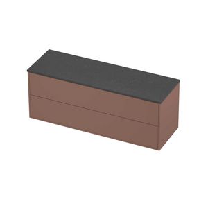 Deck Set Top afdekplaat hardsteen en onderkast tbv grepen 2 laden symmetrisch in kader 1400x460x540mm Blue stone/Beauty blush