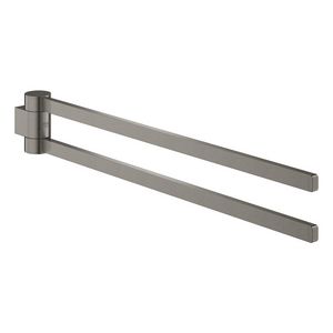 Selection handdoekhouder dubbel 41063AL0 hard graphite geborsteld (mat donker grijs)