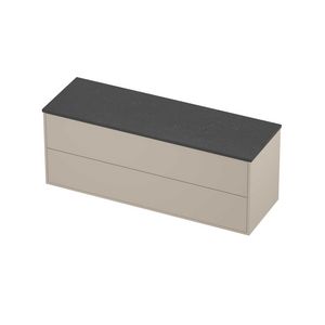 Deck Set Top afdekplaat hardsteen en onderkast tbv grepen 2 laden symmetrisch in kader 1400x460x540mm Blue stone/Soft linen