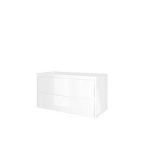 Set Proline polystone Elegant wastafel glans wit met 1 kraangat onderkast asymmetrisch glans wit 100x46cm
