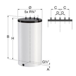Onderzetboiler U/HP 110 basis incl.isolatie wit