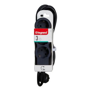 Contactdoos standaard 3x2P + A 3m. zwart VVE=10
