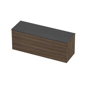 Deck Set Top afdekplaat hardsteen en onderkast tbv grepen 2 laden symmetrisch in kader 1400x460x540mm Blue stone/Vital oak