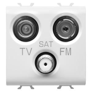 SOCKET-OUTLET TV-FM-SAT-DIRECT-2 MODULES-SATIN WHITE -