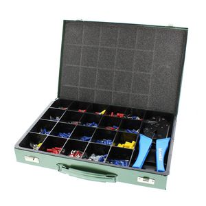 Kabelschoenen geisol. assorti. in metalen kist PVC incl SKT